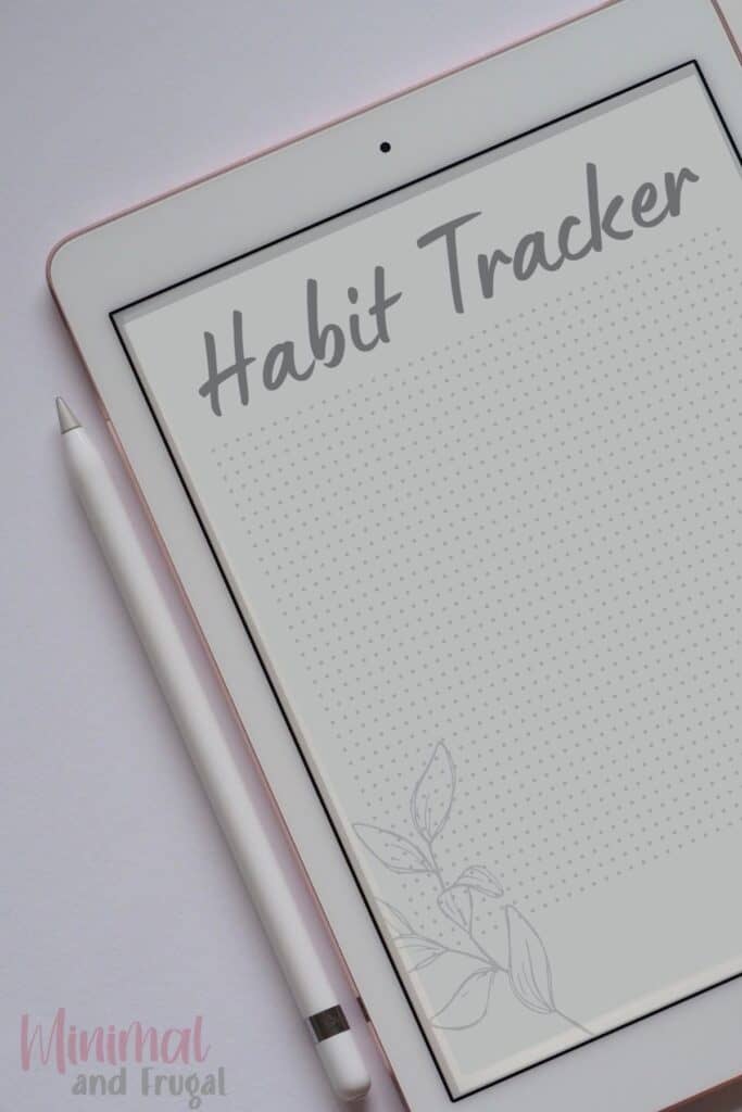 image of habit tracker in digital bullet journal with apple pencil 